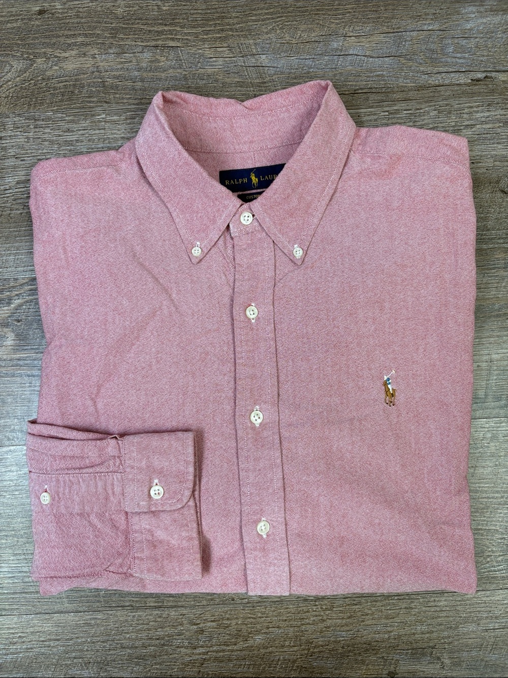 Ralph Lauren Custom Fit Oxford Shirt Men’s XL/TG Red Multi Pony
